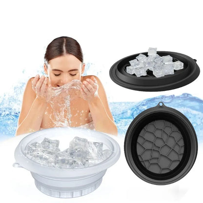 Large Foldable Silicone Bowl - Portable Face Dipping Bowl for Ice Bath and Home Skincare Routine, Ideal for Women and Girls