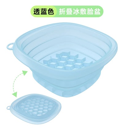 Large Foldable Silicone Bowl - Portable Face Dipping Bowl for Ice Bath and Home Skincare Routine, Ideal for Women and Girls