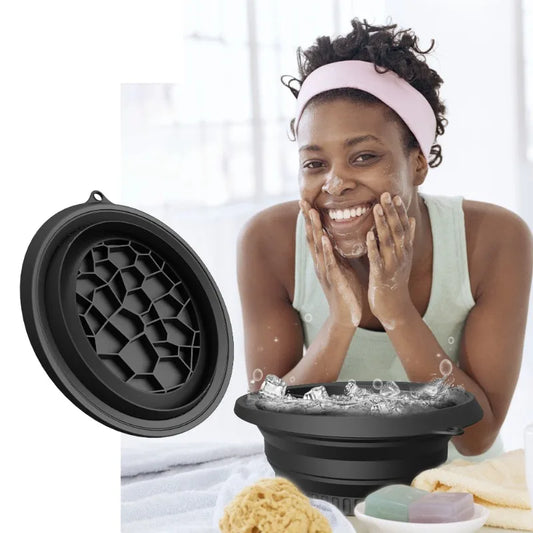 Large Foldable Silicone Bowl - Portable Face Dipping Bowl for Ice Bath and Home Skincare Routine, Ideal for Women and Girls