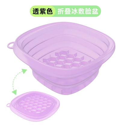 Large Foldable Silicone Bowl - Portable Face Dipping Bowl for Ice Bath and Home Skincare Routine, Ideal for Women and Girls